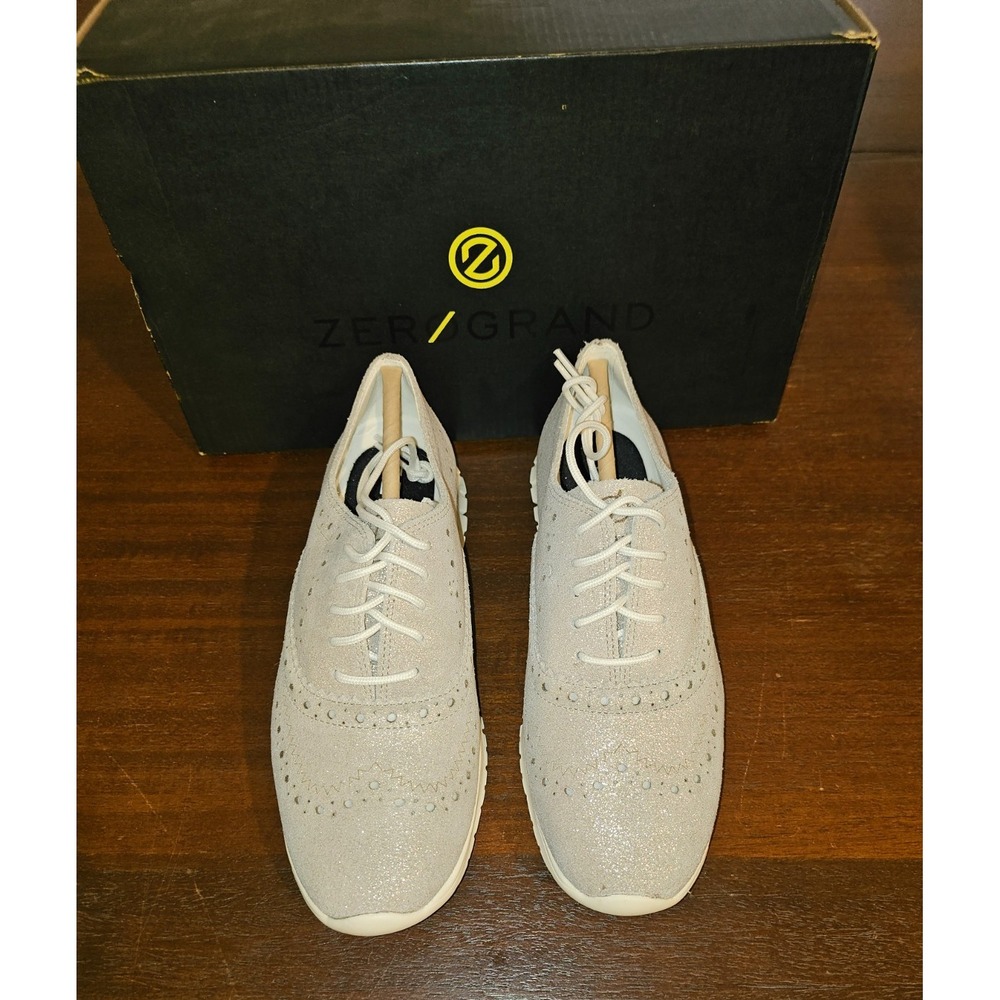 Cole Haan Zerogrand W27409 Oxford Women's US‎ 5 Metallic Gold Suede Wingtip Shoe